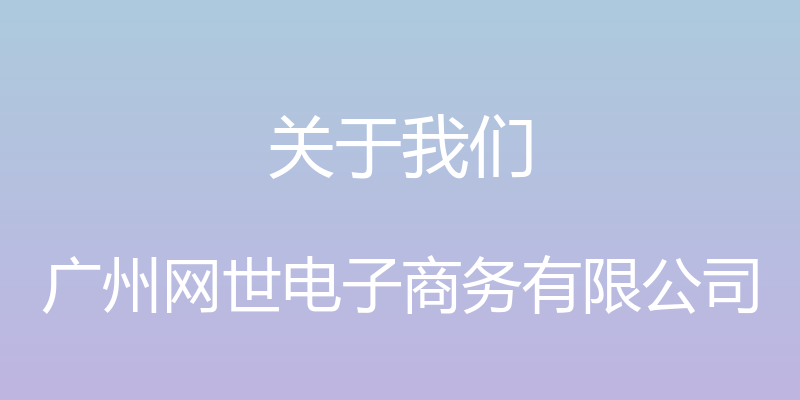 关于我们 - 广州网世电子商务有限公司