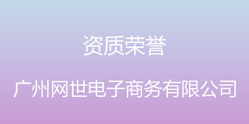 资质荣誉 - 广州网世电子商务有限公司